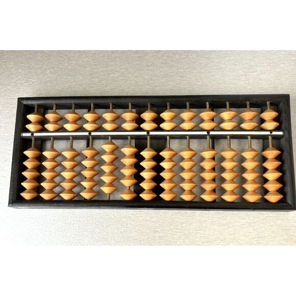 Vintage Japanese Soroban Abacus, 1940s 13 Rods, 2/5 Bead Combo 12 x 5 x 0.75" - Picture 1 of 9